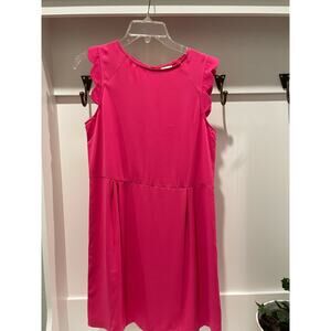 A New Day MIDI dress in bright hot  pink, scalloped sleeves.  XS